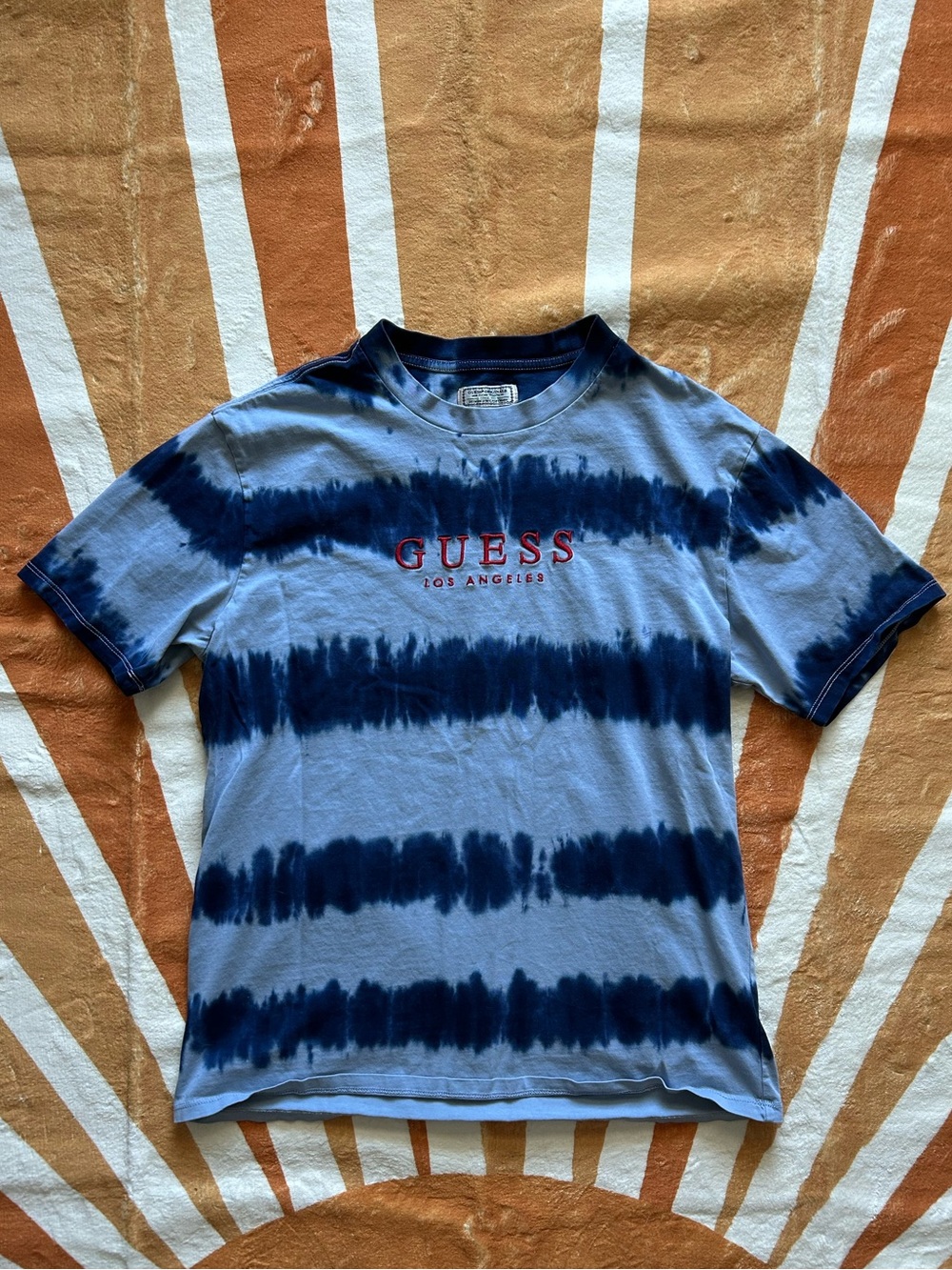 Guess Blue Tie-Dye Logo Tee